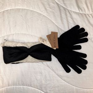 black glove and faux headband set